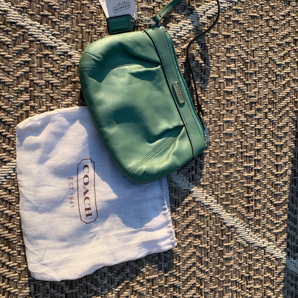 NWT teal/blue Coach wristlet